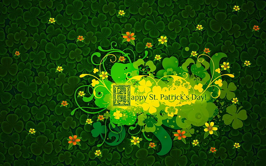 yeşil hayvan köyden geçerken St. Patrick Günü dört yapraklı yonca, aziz patrick günü tavşanları HD duvar kağıdı