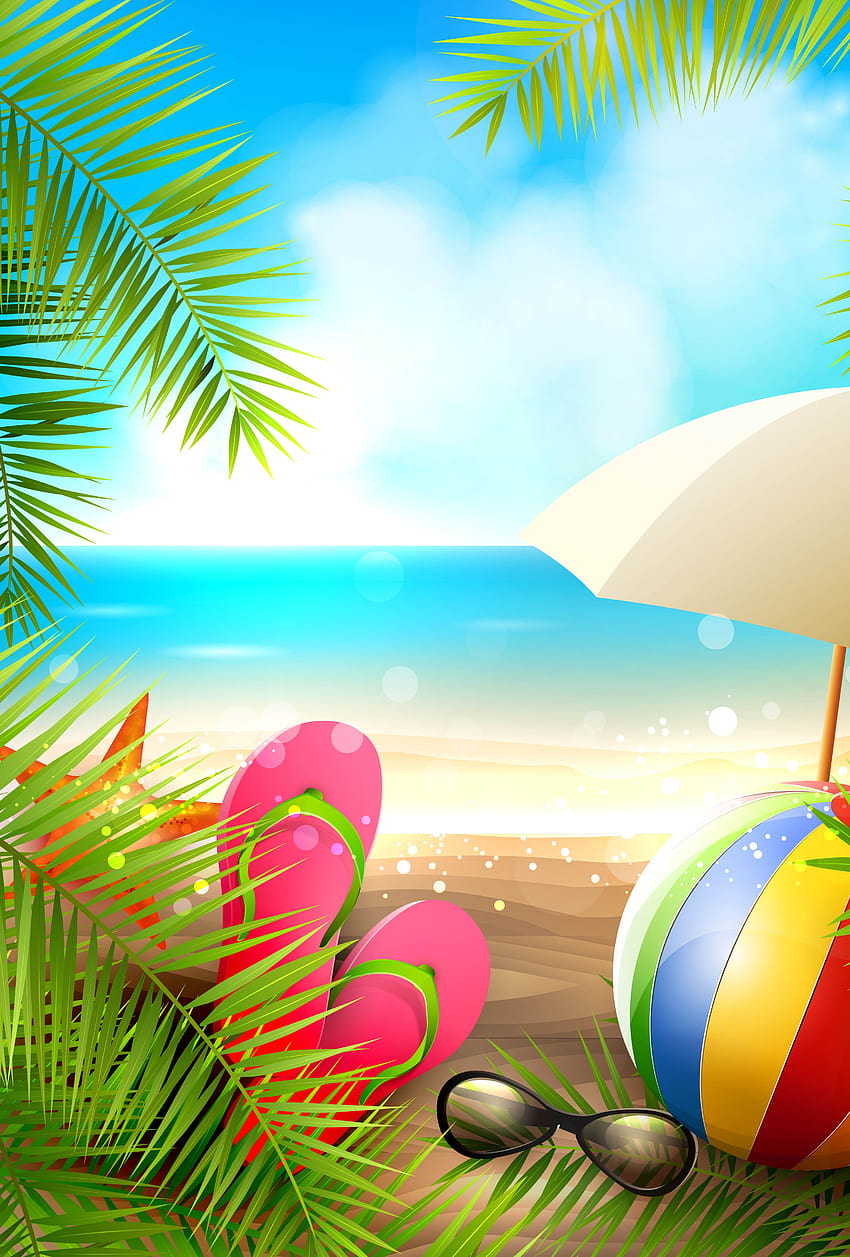 Summer Beach Vector Backgrounds, summer seaside HD phone wallpaper