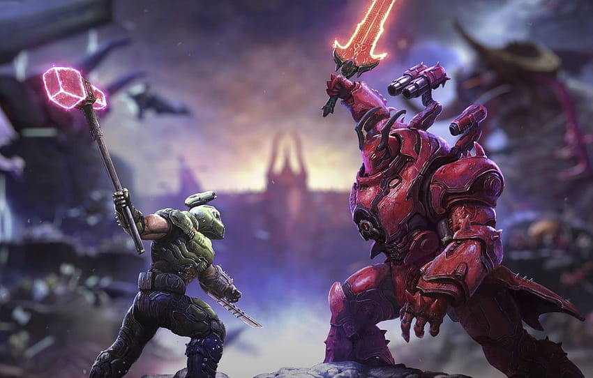 การต่อสู้, DLC, เจ้าแห่งความมืด, Doom Eternal, Doom Slayer, Ancient Gods ตอนที่ 2, ส่วนเกม วอลล์เปเปอร์ HD