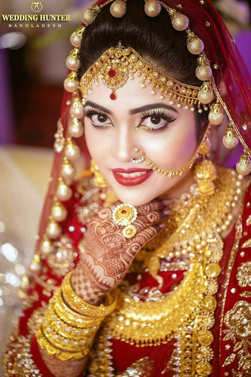 Trucco da sposa bengalese, matrimonio indiano bridepinterest.au, donne spose Sfondo del telefono HD