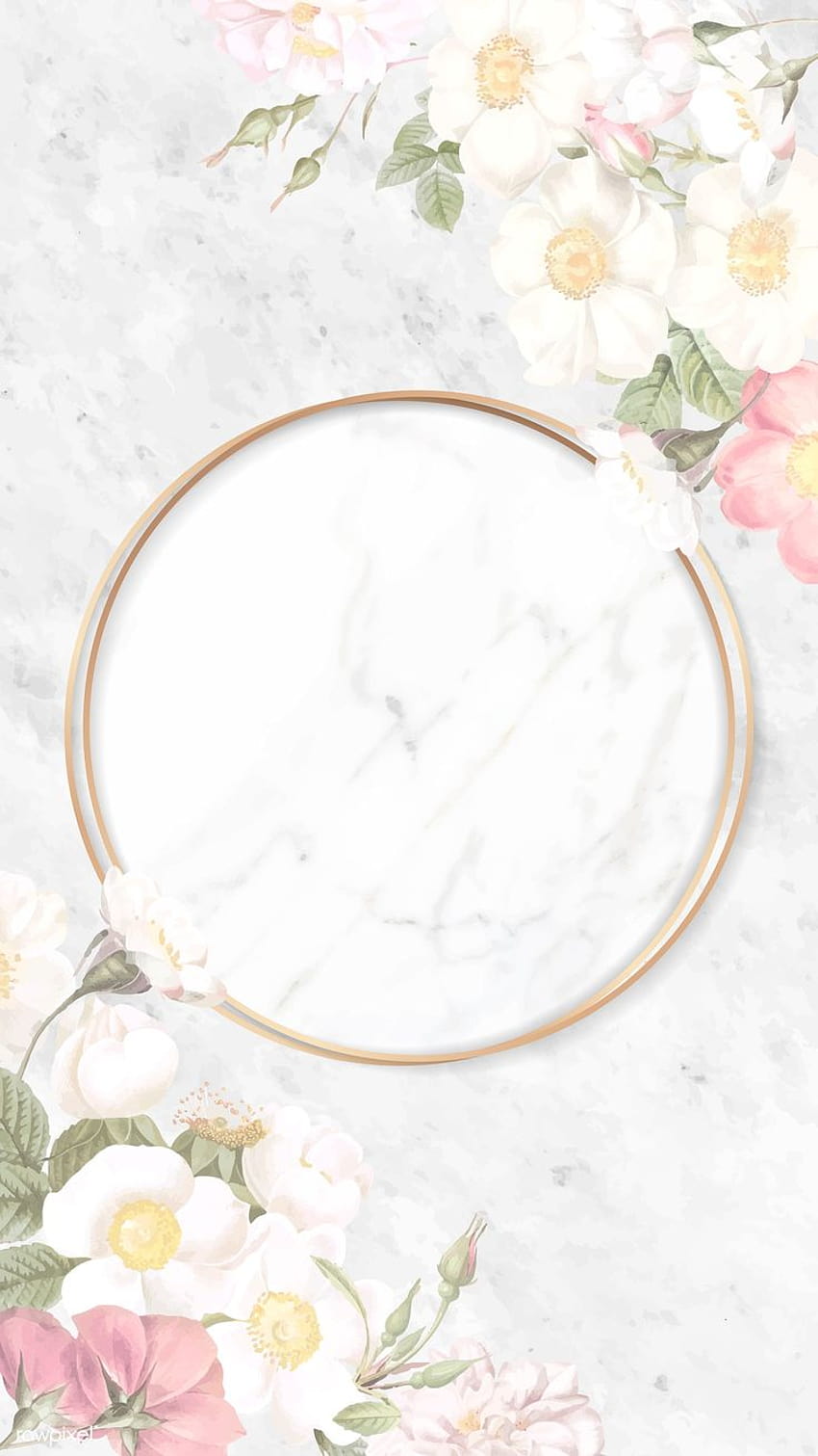 Hand drawn round frame on flower backgrounds vector HD phone wallpaper