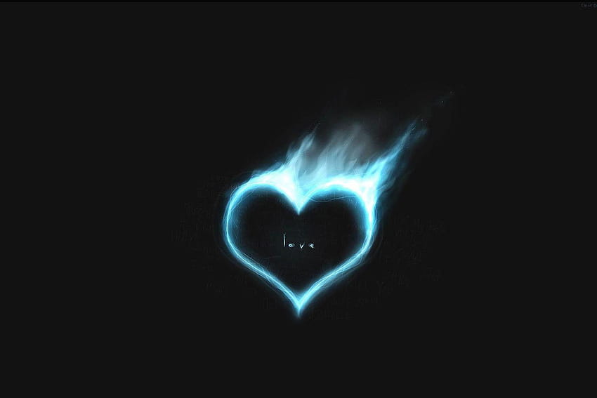 Blue Love Fire Burning Heart In Blue Flame, heart on fire HD wallpaper
