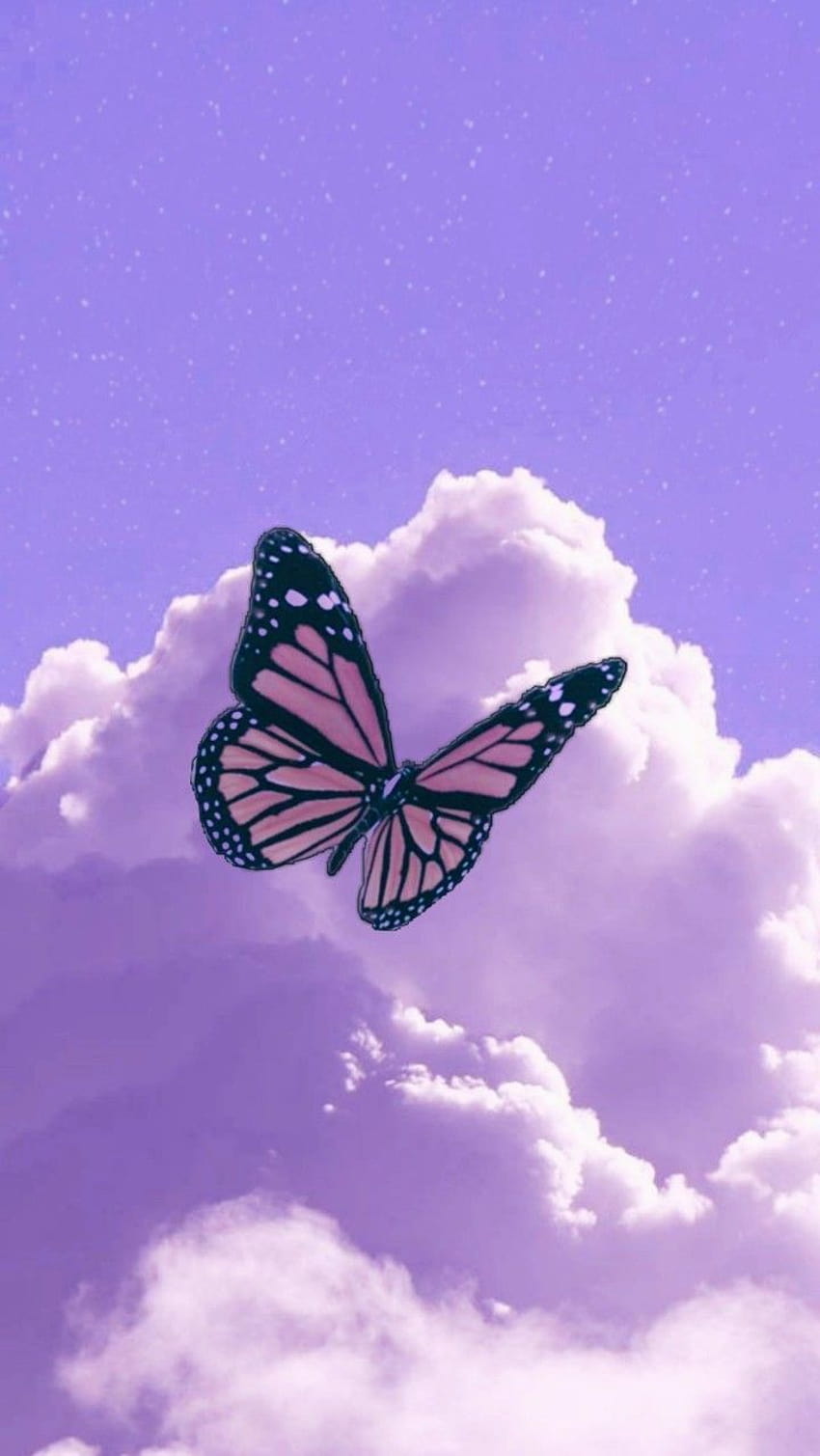 Лилава пеперуда през 2020 г., естетична лилава пеперуда HD тапет за телефон