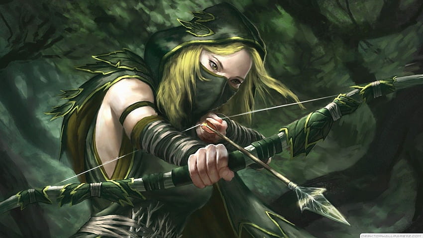 Green Arrow Archer Girl Long Cross Bow Aim 19201080, arrow girl HD ...