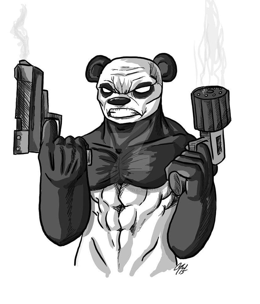 Panda with Guns by StygianSatyrCarlyle HD phone wallpaper