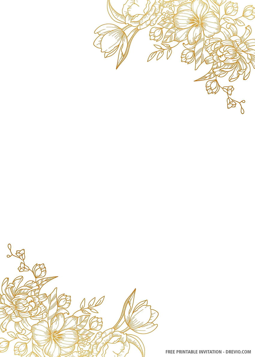 印刷可能) – ゴールドの結婚式の招待状のテンプレート HD電話の壁紙