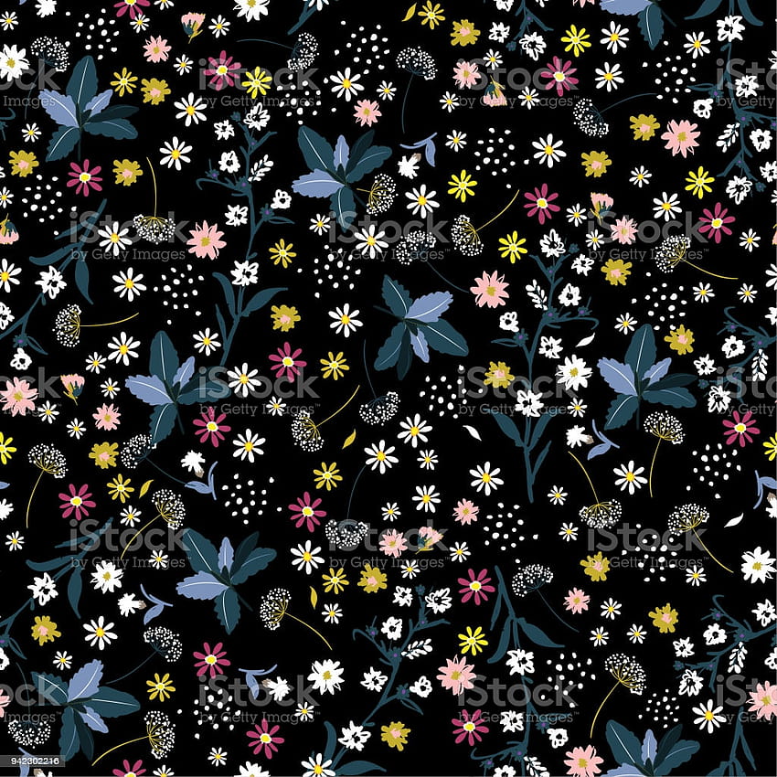 リバティ フラワー シームレス パターン エレガントで穏やかな小規模の花でトレンディな花の花草原背景テキスタイル ファブリック カバー製造印刷ギフト ラップとスクラップ ブック ストック イラスト、小さな花 HD電話の壁紙