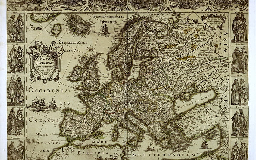 Old Maps Europe 1100, antique map HD wallpaper