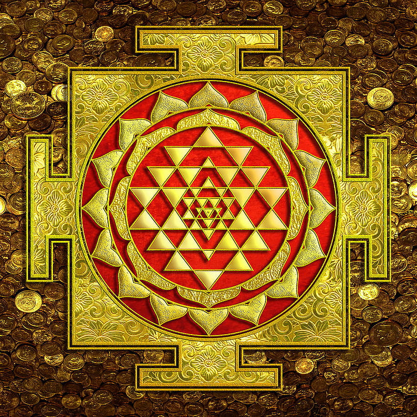 Sri Lakshmi Yantra Pintura de Lila Shravani, laxmi yantra fondo de pantalla del teléfono