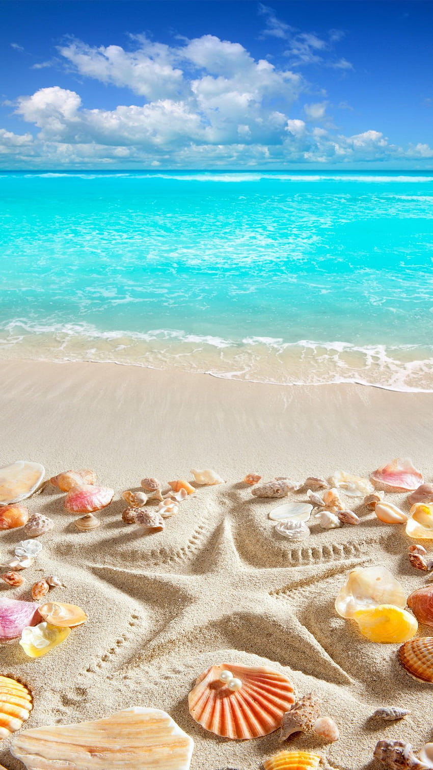 Телефон Живописни води тропическа звезда, тропически плаж лято океан HD тапет за телефон