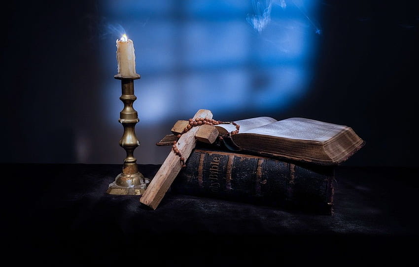 Candle, cross, book, the Bible , section разное, cross and bible HD ...