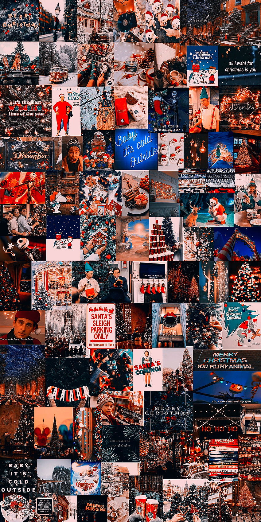 Estética de diciembre, teléfono de collage estético navideño. fondo de pantalla del teléfono