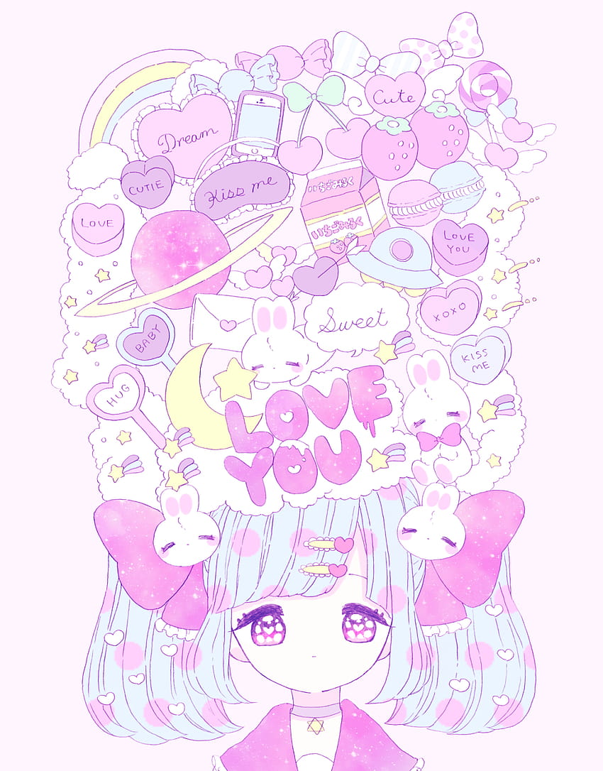 Kawaii Pastel Goth Chica anime, chica anime pastel fondo de pantalla del teléfono
