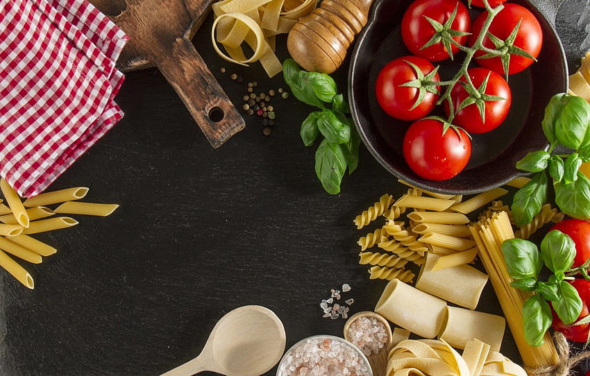 食べ物, トマト, 食べ物, イタリアン, パスタ, バジル , セクション еда 高画質の壁紙