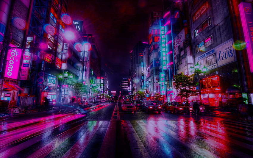Japanische Vaporwave-Ästhetik, lila Tokyo-Ästhetik HD-Hintergrundbild
