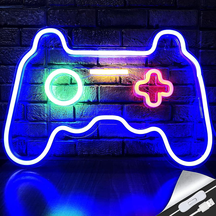 LED Game Neon Sign Gamepad Shape LED Sign Light Gamer Gift for Teen Girls Game Room Decor Chambre Mur Gaming Décoration murale Playstation Lightup Signs Accessoires Video Game Battle Station Wall Signs, led sign Fond d'écran de téléphone HD