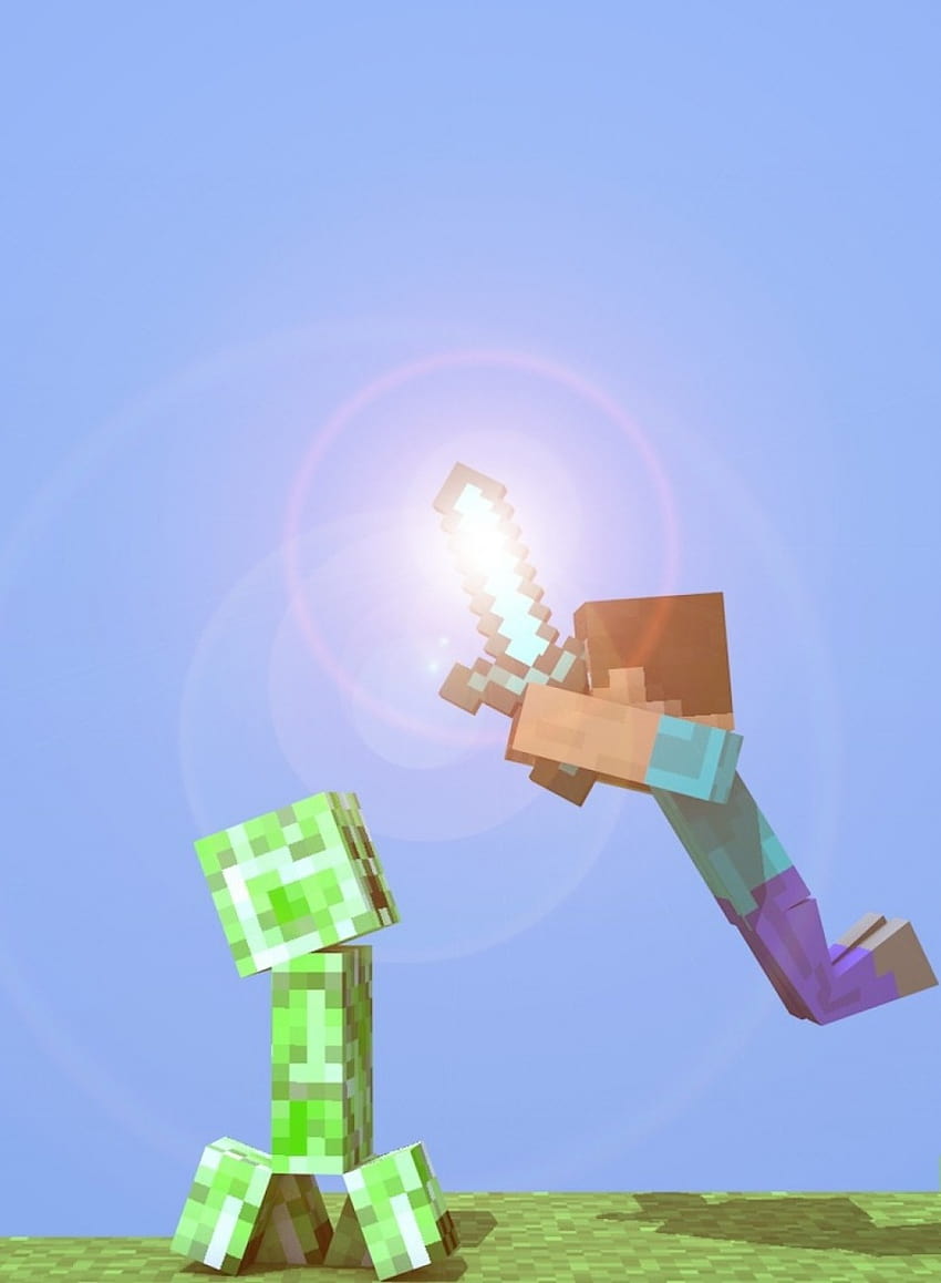 cropped, minecraft fight HD phone wallpaper