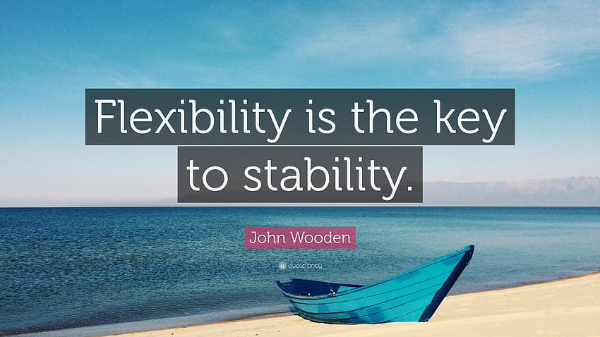 Цитат на Джон Уудън: „Гъвкавостта е ключът към стабилността HD тапет