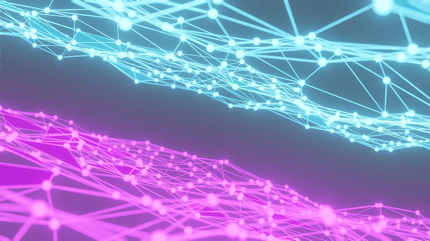 Plexus Abstract Digital Art Neon Lines Pink Cyan, Pink Violett und Cyan HD-Hintergrundbild