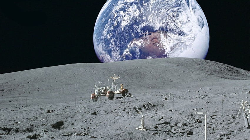 Księżyc i planeta Ziemia Przestrzeń kosmiczna, Księżyc, NASA, pojazd księżycowy • Dla Ciebie Tapeta HD
