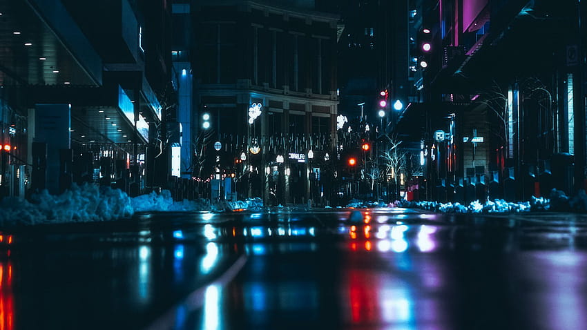 Night City, Road, Dark, естетичен нощен град pc HD тапет