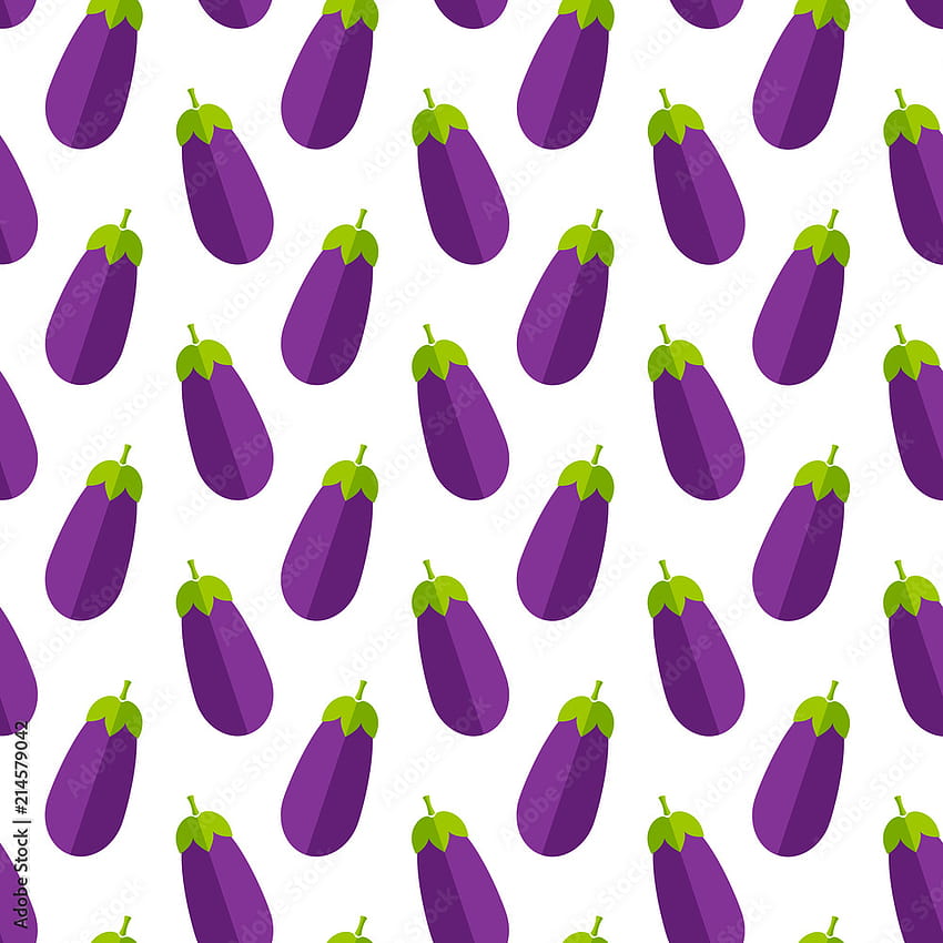 Nahtloses Muster mit frischem Gemüse. Trendige Hintergrundverzierung mit Auberginen- oder Auberginengemüse in leuchtend violetten und violetten Farben. Kreative Vektorillustration für Diätdekor oder Vintage-Stockvektor, ästhetische Aubergine HD-Handy-Hintergrundbild