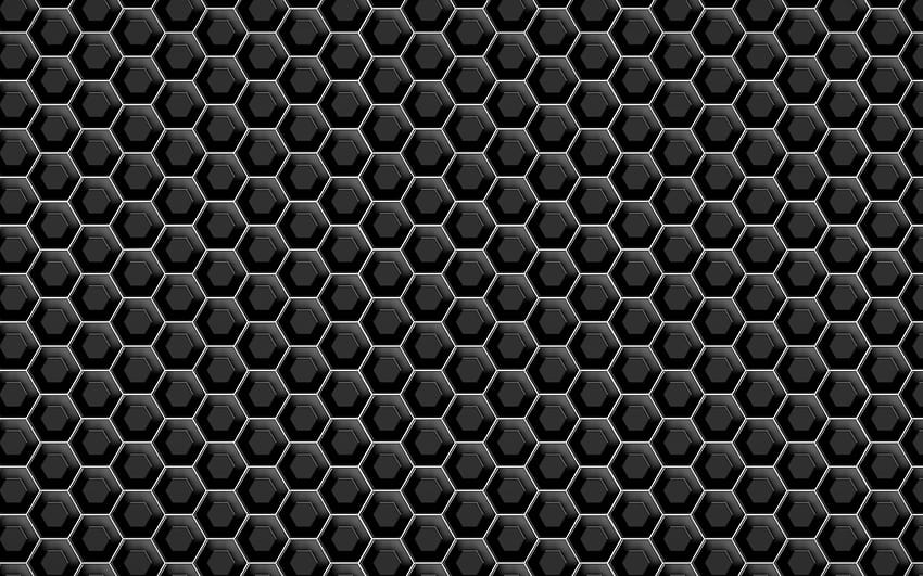 Metallic black hexagons HD wallpaper