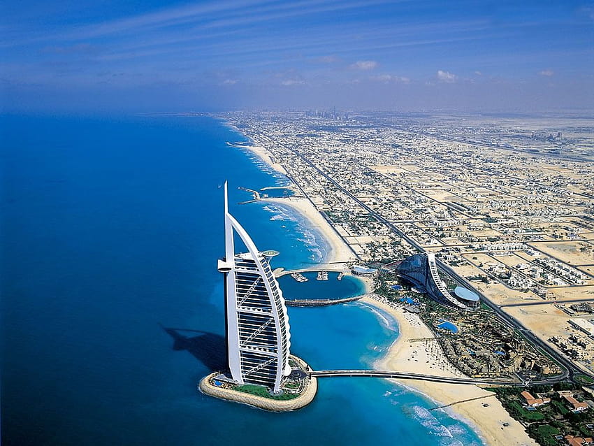 Lugares mundialmente famosos: Burj Al Arab, computador de lugares famosos papel de parede HD