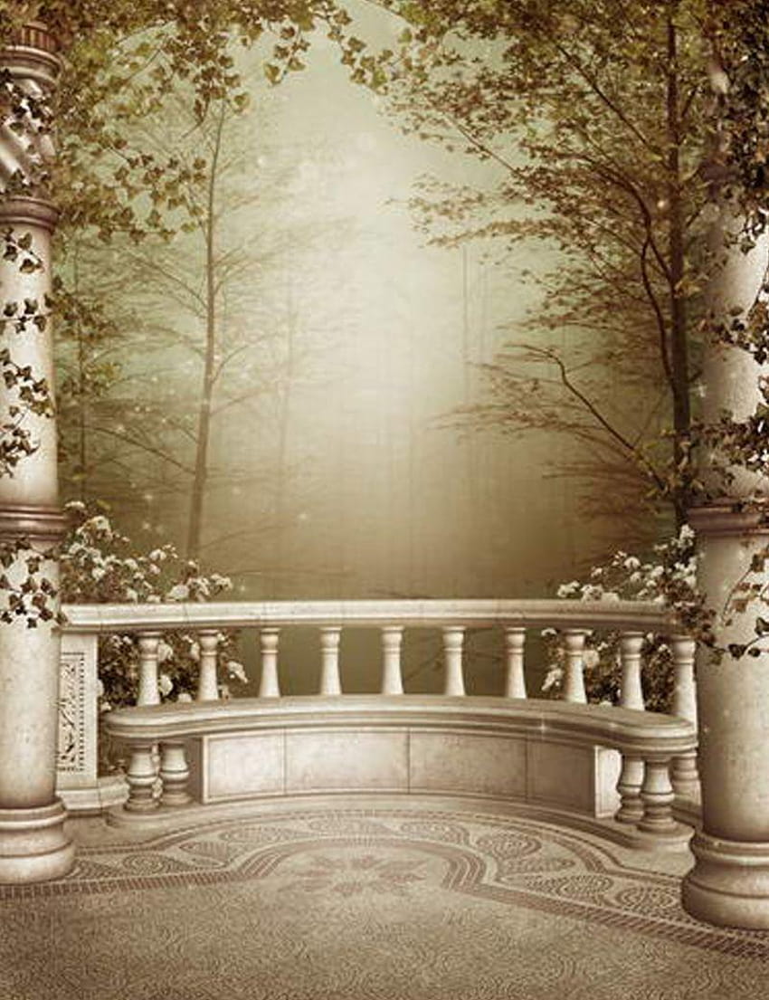 Romantic Scenic graphy Backdrops Stone Fence Dark Tree Nature, romantic nature background HD phone wallpaper