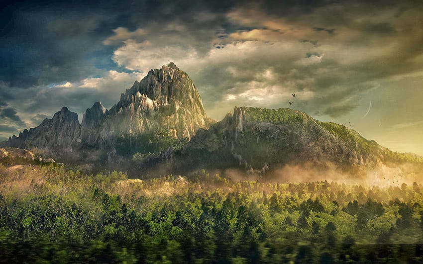 Fantasia da Montanha da Floresta papel de parede HD