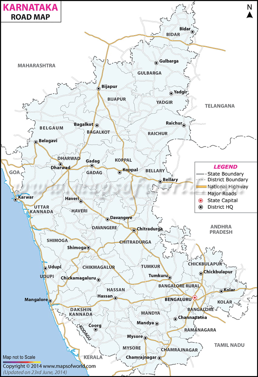 Mapa Rodoviário de Karnataka Papel de parede de celular HD
