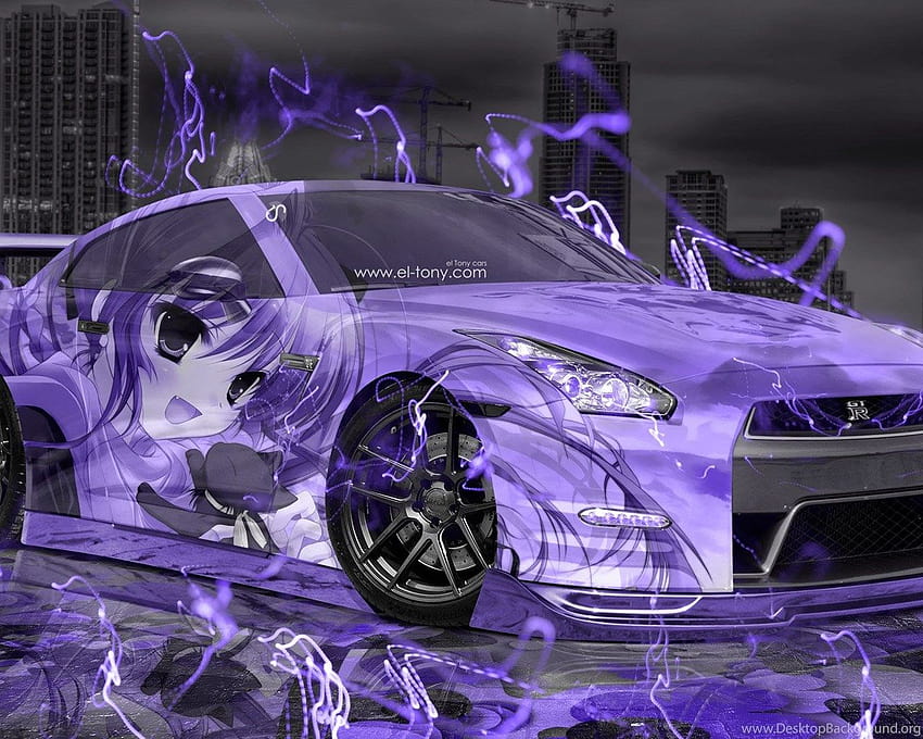 Nissan GTR R35 JDM Anime Girl Aerography City Car 2015 «El Tony Tła Tapeta HD