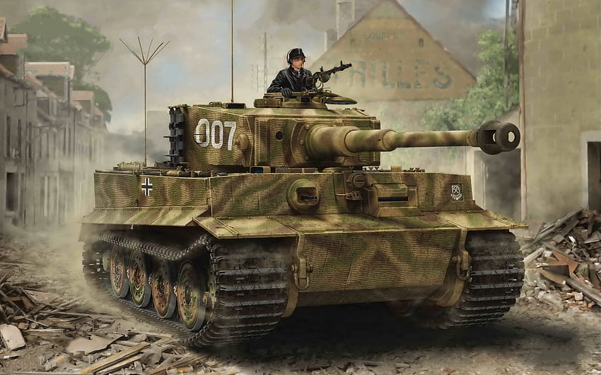 Tygrys I, niemiecki czołg bojowy, II wojna światowa, pojazdy opancerzone, II wojna światowa, Wehrmacht, sztuka, rysunek w rozdzielczości 2880x1800. Wysoka jakość, pojazdy z II wojny światowej Tapeta HD