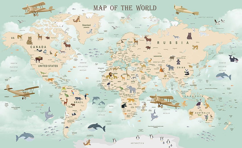 Mapa mundial de vida silvestre: mapa mundial alto de 2021 fondo de pantalla