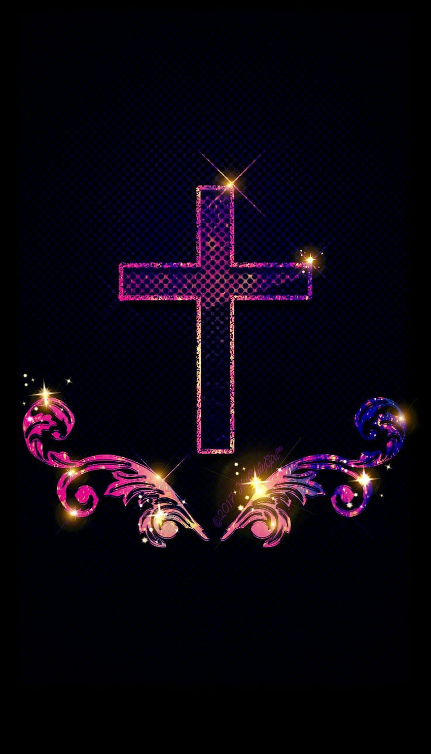 Colorful cross galaxy I created for the app, cool jesus cross HD phone wallpaper