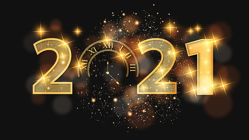 2021 New Year , Happy New Year, Golden letters, Dark background, Sparkles, Celebrations/New Year, happy new year 2021 HD wallpaper