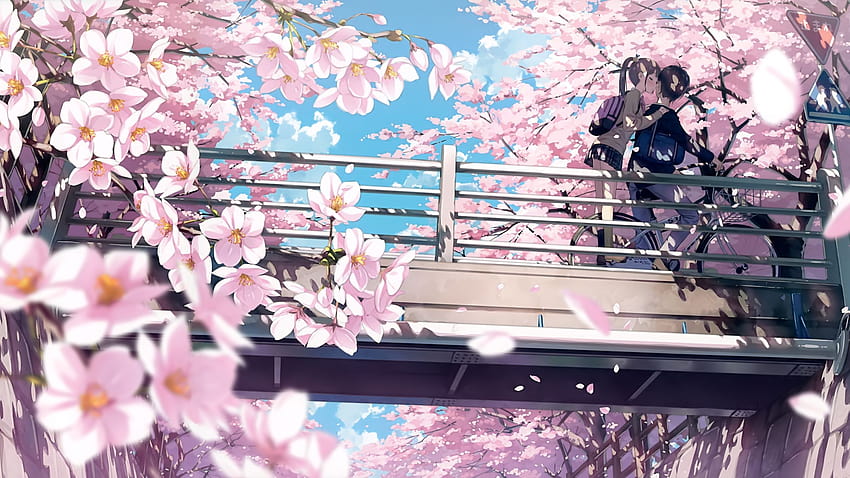 Cherry Blossom, Anime, Couple, Kiss, , Background, 0ea252, anime cherry  blossom HD wallpaper | Pxfuel