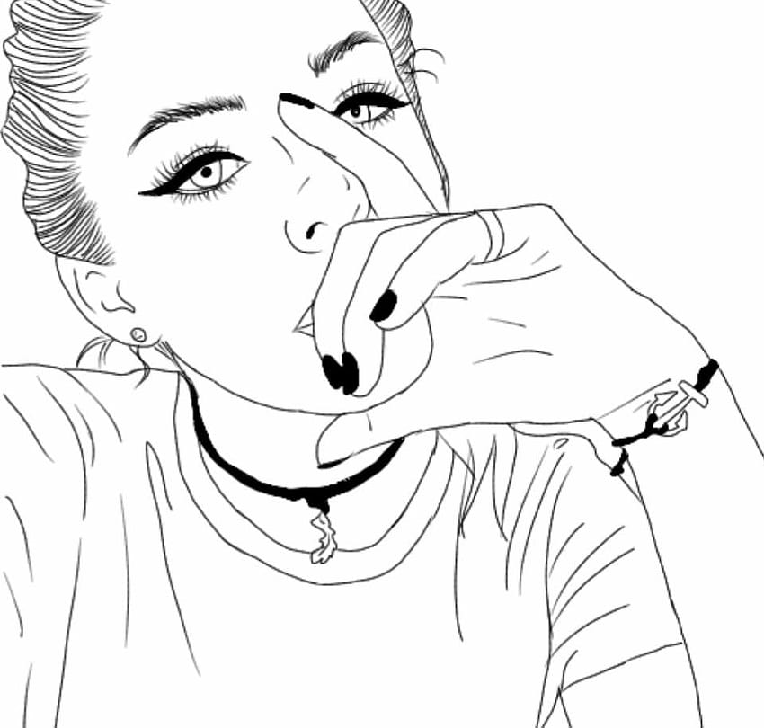  Lo más nuevo para dibujar chica Tumblr, dibujo de chica tumblr en blanco y negro fondo de pantalla