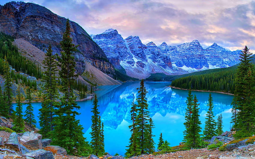 Pegunungan, Danau Moraine, Taman Nasional Banff, Kanada ❤, taman nasional Wallpaper HD