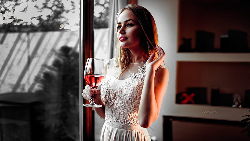 Blonde, Girl, Drinking Red Wine, Brunette, Beautiful, , Background, Qmcejh, women drinking wine HD wallpaper