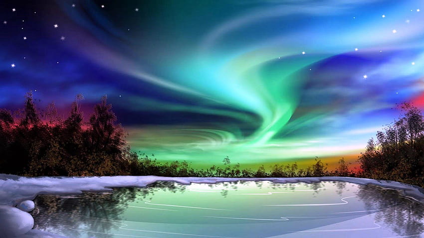 Aurora borealis 북극광 오로라 HD 월페이퍼