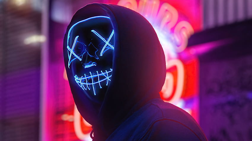 Neon Mask Boy City, artista, s y máscara fondo de pantalla