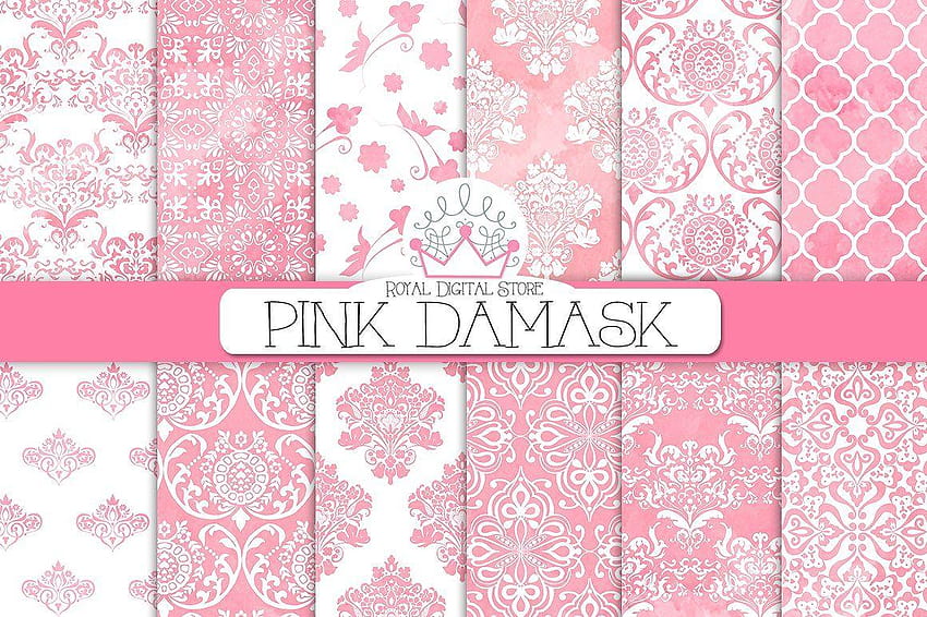 PINK DAMASK digital paper ~ Graphic Patterns ~ Creative Market, pink damask background HD wallpaper