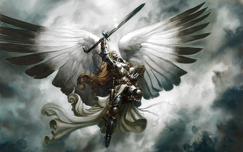 Fantasy Magic the Gathering Serra Angel, männliche Engel HD-Hintergrundbild