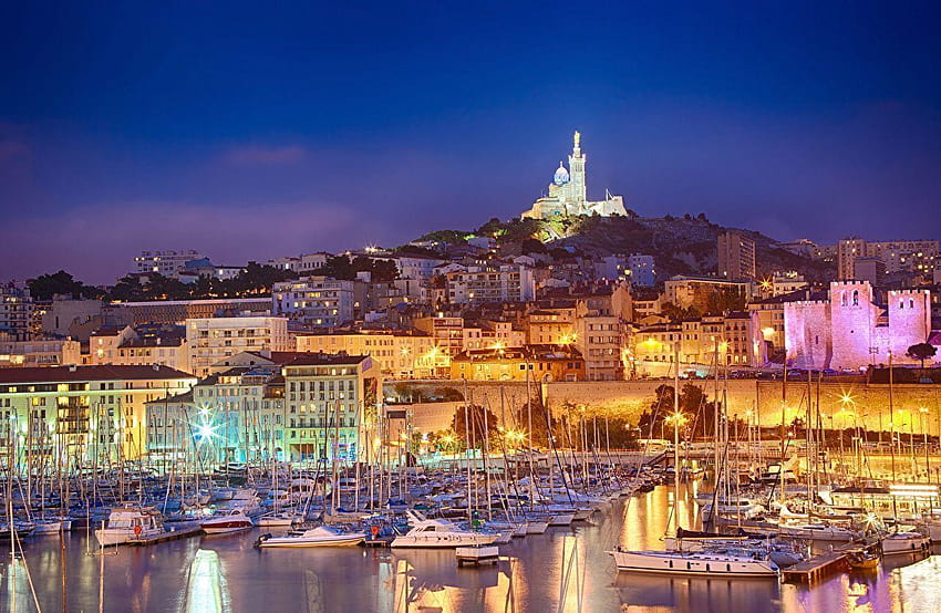 Marsilya Fransa Yat Yelkenli Marinalar Akşam Şehirleri HD duvar kağıdı