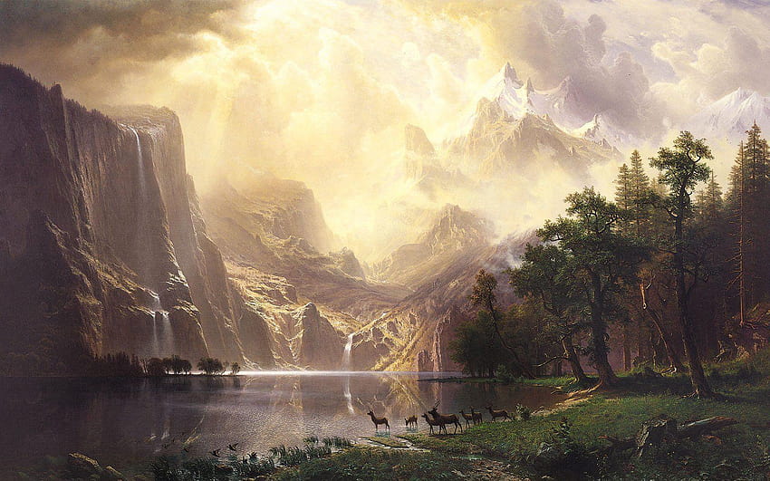 Albert Bierstadt Diantara Pegunungan Sierra Nevada Wallpaper HD