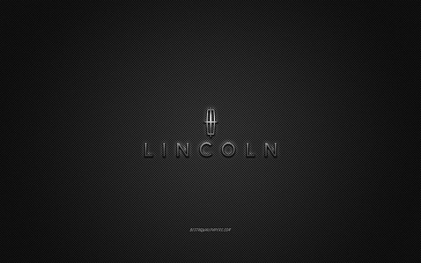リンカーンのロゴ、シルバーのロゴ、灰色の炭素繊維の背景、リンカーンの金属のエンブレム、リンカーン、車のブランド、解像度 2560x1600 のクリエイティブ アート。 高品質、 高画質の壁紙