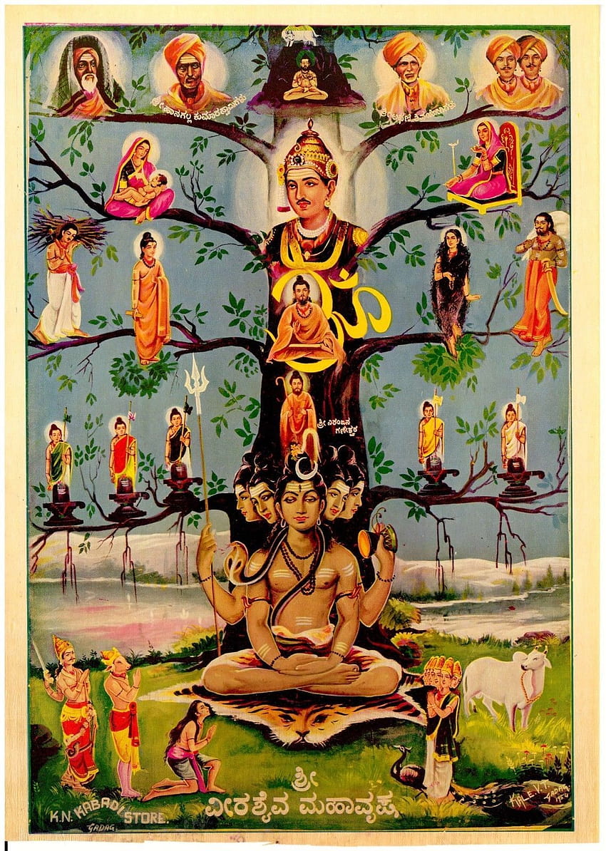 INDIEN VINTAGE MYTHOLOGISCHER Hindu-Götter-Druck, Navnath HD-Handy-Hintergrundbild