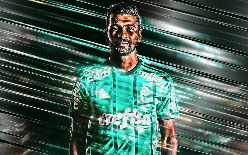 Thiago Santos、Palmeiras、ブラジルのサッカー選手、ミッドフィールダー、ポートレート、創造的な緑のアート、セリエ A、ブラジル、解像度 3840x2400 のサッカー。 高品質 高画質の壁紙