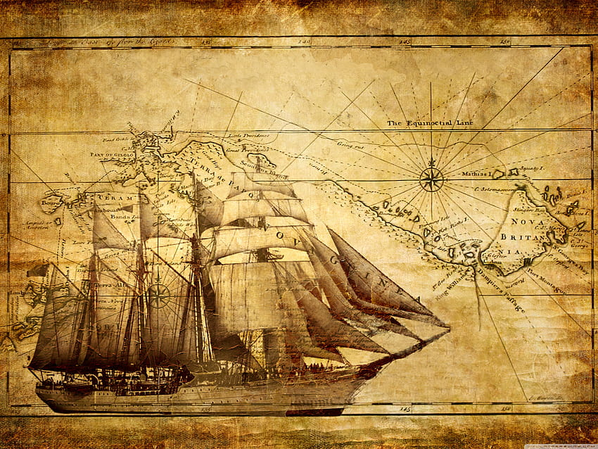 Mappa nautica antica, mappa antica Sfondo HD
